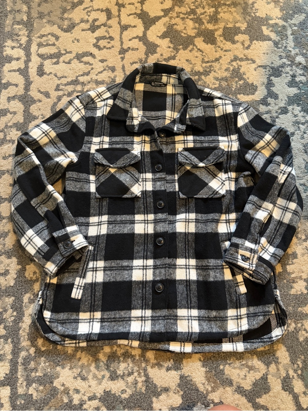 Member’s Mark Girl’s Black and White Plaid Shacket Size XL 14/16